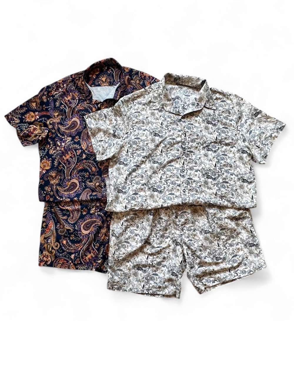 Men’s Printed Short-Sleeve Button Shirt and Shorts Set Paisley